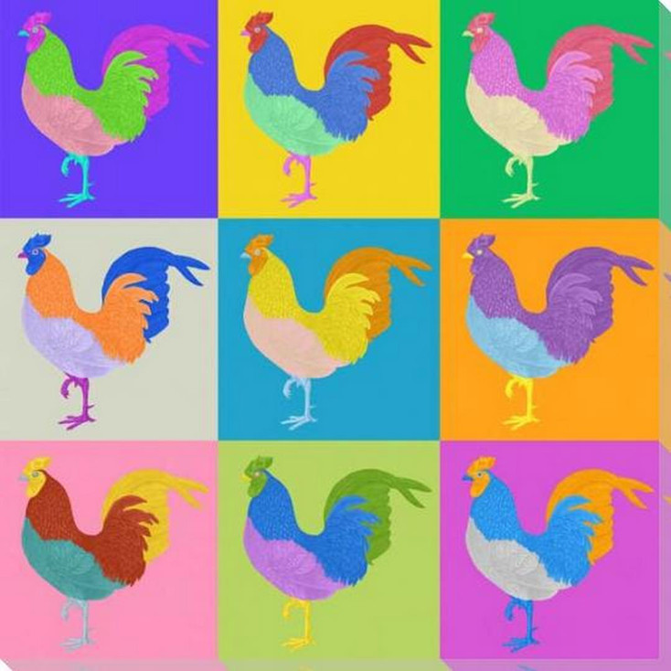 Pop Art Chicken Wrapped Canvas Giclee Art Print Wall Art