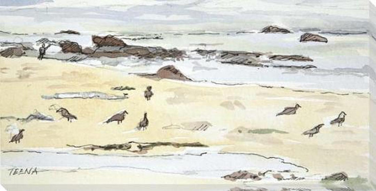 The Gathering 2 Birds on a Beach Wrapped Canvas Giclee Art Print Wall Art
