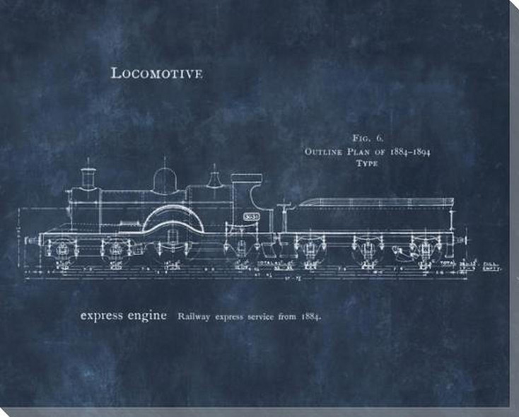 Train Diagram Dark Express Engine Wrapped Canvas Giclee Art Print Wall Art