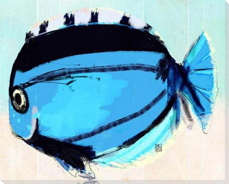 Blue 1 Fish Wrapped Canvas Giclee Art Print Wall Art