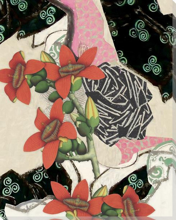 Red Flower Collages 1 Wrapped Canvas Giclee Art Print Wall Art