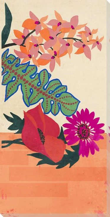 Silkscreen Garden 1 Wrapped Canvas Giclee Art Print Wall Art