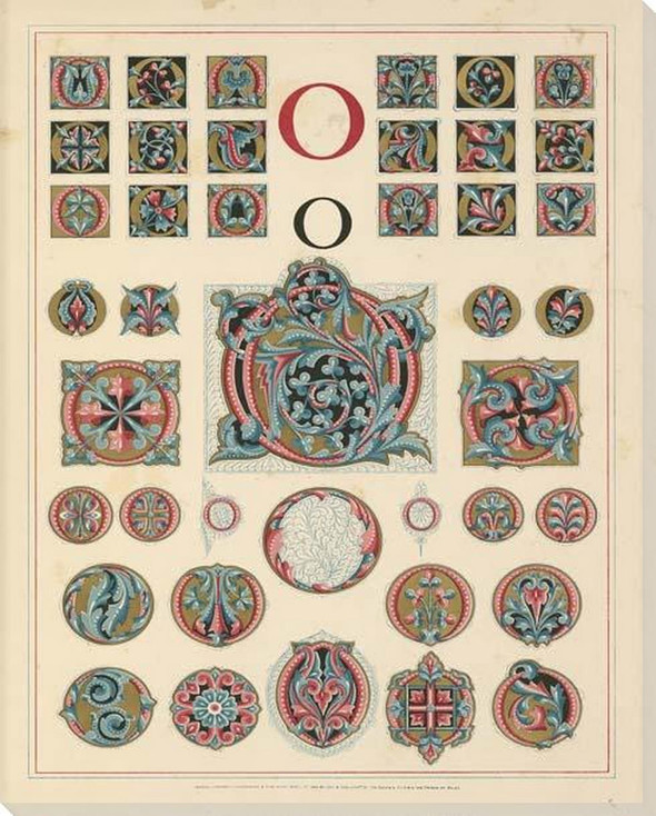 Initiale O Full Wrapped Canvas Giclee Art Print Wall Art