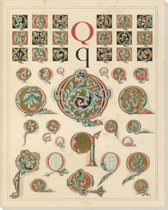 Initiale Q Full Wrapped Canvas Giclee Art Print Wall Art