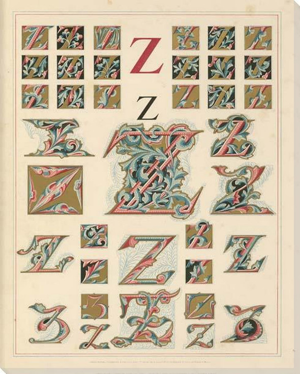 Initiale Z Full Wrapped Canvas Giclee Art Print Wall Art