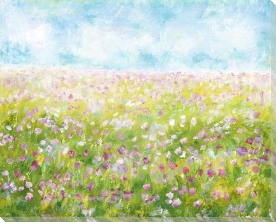 Flowers in the Field Wrapped Canvas Giclee Art Print Wall Art