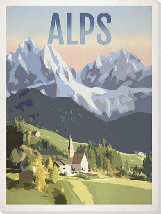 Alps Travel Wrapped Canvas Giclee Art Print Wall Art