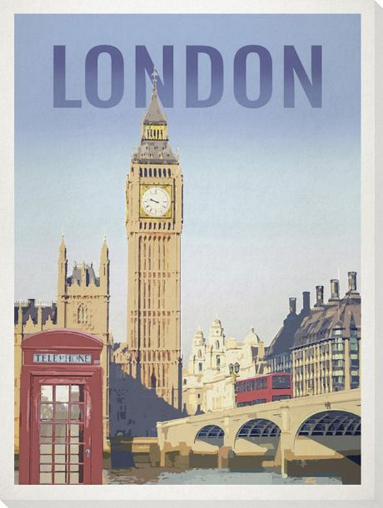 London Travel Wrapped Canvas Giclee Art Print Wall Art