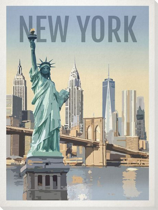 New York Travel Wrapped Canvas Giclee Art Print Wall Art