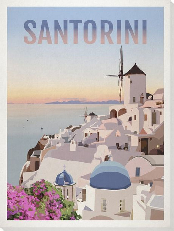 Santorini Travel Wrapped Canvas Giclee Art Print Wall Art