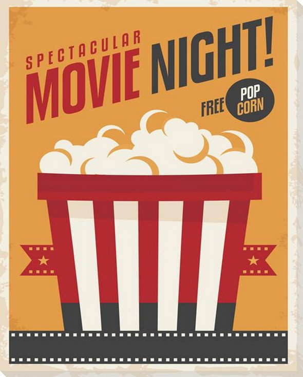 Movie Night Wrapped Canvas Giclee Art Print Wall Art