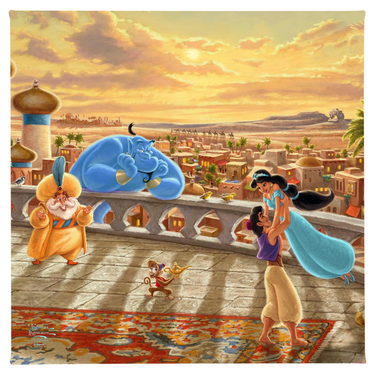 14" Disney Jasmine Dancing in the Desert Sunset Wrapped Canvas Art Print Wall Art