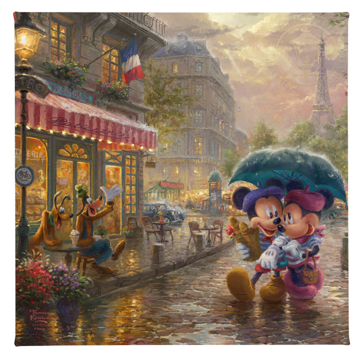 14" Disney Mickey & Minnie in Paris Wrapped Canvas Art Print Wall Art