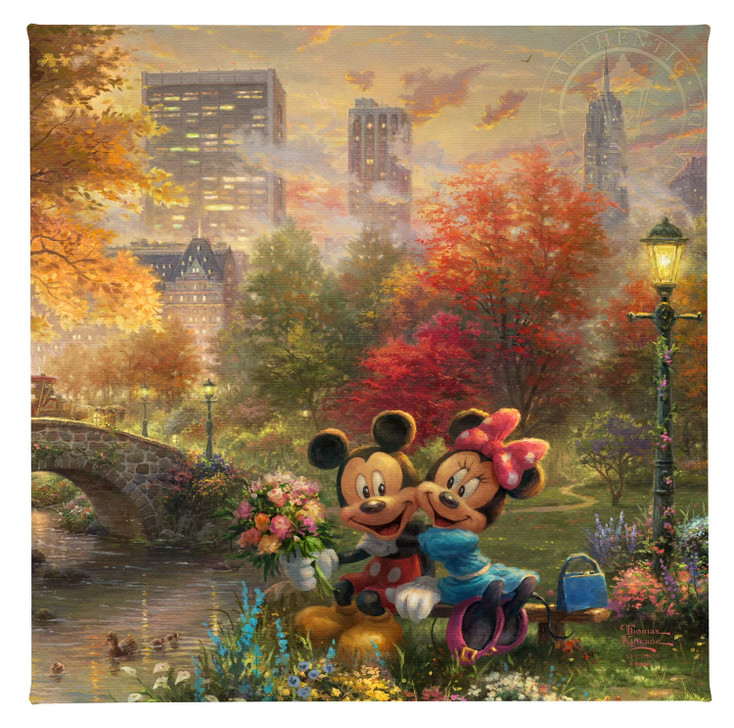 14" Disney Mickey & Minnie Sweetheart Central Park Wrapped Canvas Art Print Wall Art