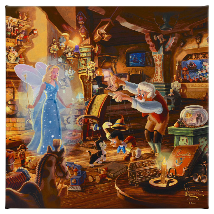 14" Disney Geppetto's Pinocchio Wrapped Canvas Art Print Wall Art