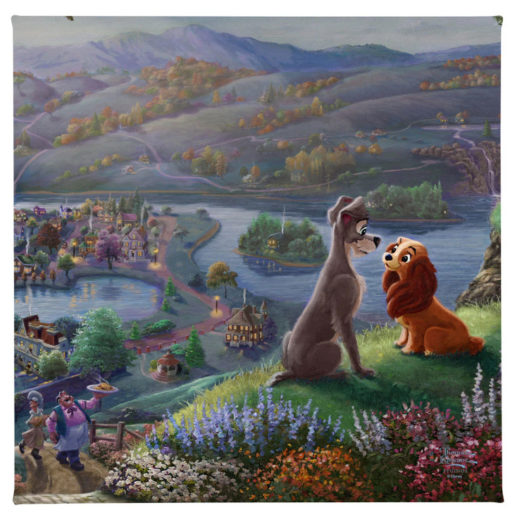 14" Disney Lady & the Tramp Falling In Love Wrapped Canvas Art Print Wall Art