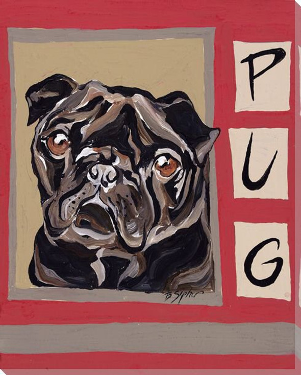 Pug Dog Wrapped Canvas Giclee Print Wall Art