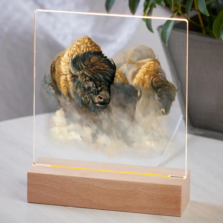 7.25" Phantoms of the Plains Bison Acrylic LED Lighted Night Light