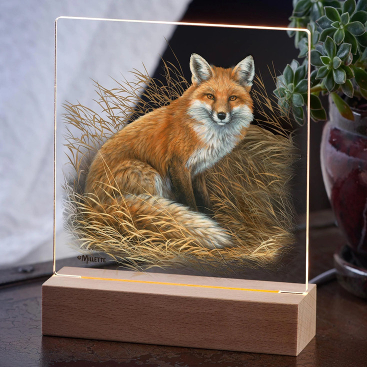 7.25" Rustic Retreat Fox Acrylic LED Lighted Night Light