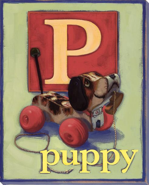 P for Puppy Wrapped Canvas Giclee Print Wall Art