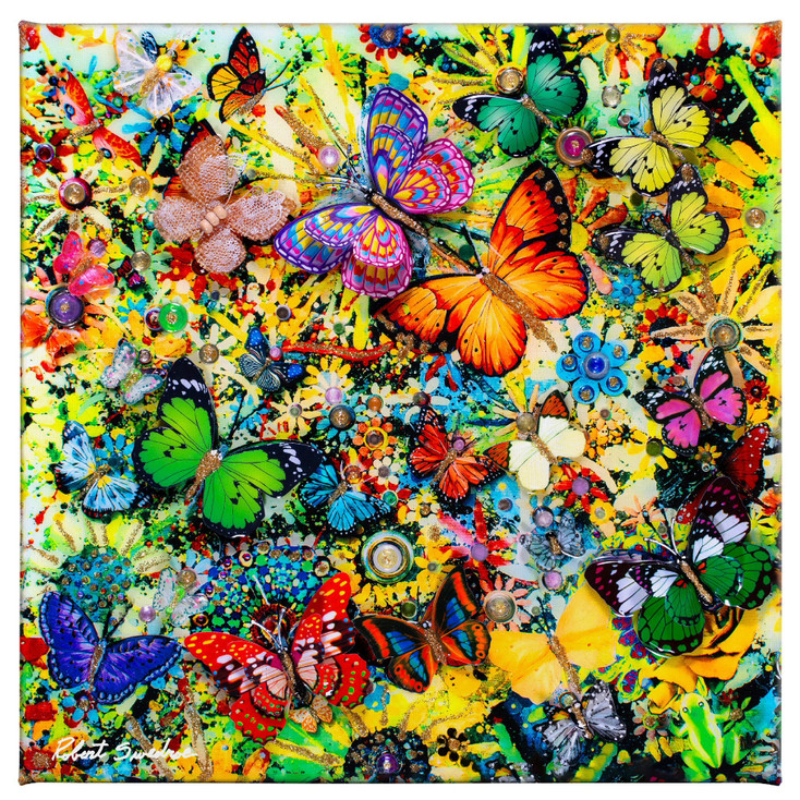 14" x 14" Butterfly Spring Wrapped Canvas Wall Art
