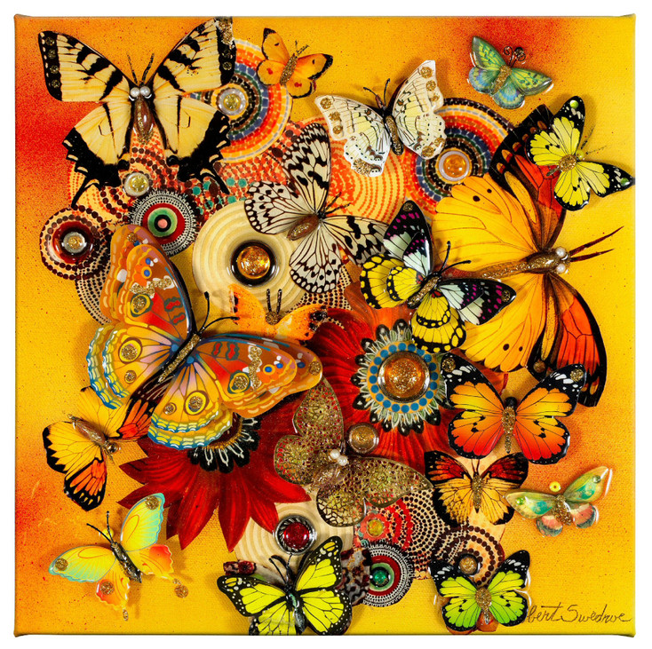 14" x 14" Butterfly Sunbeam Wrapped Canvas Wall Art