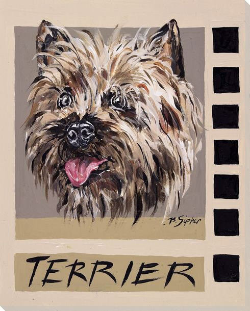 Terrier Dog Wrapped Canvas Giclee Print Wall Art
