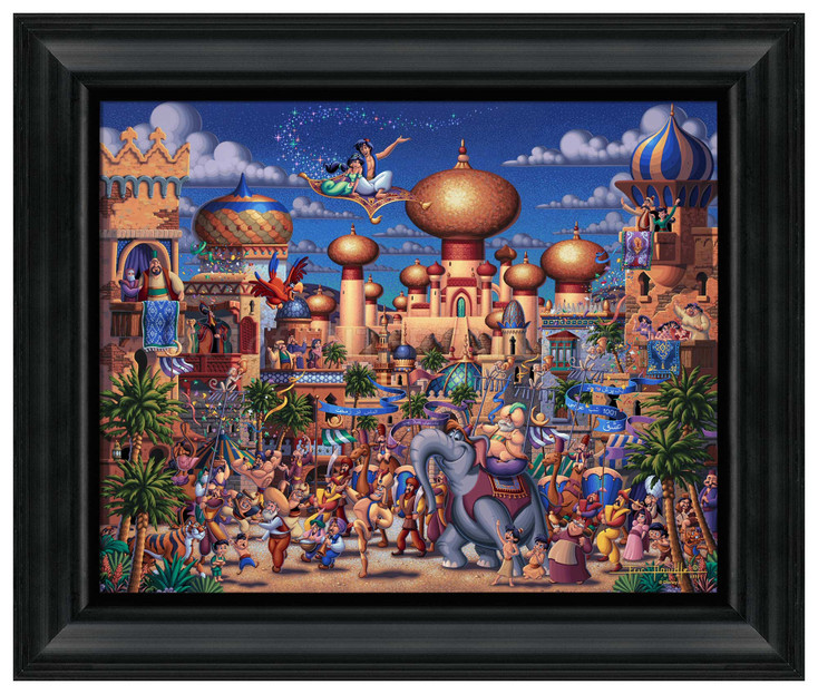 19" x 22.5" Disney Aladdin Celebration in Agrabah Framed Canvas Wall Art
