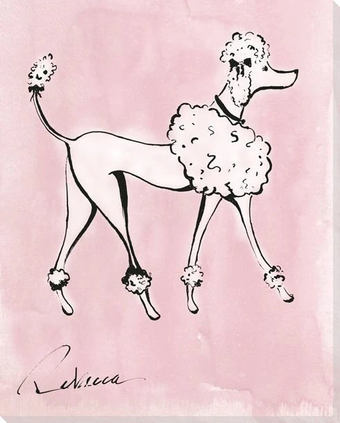 B&W Poodle Dog Wrapped Canvas Giclee Print Wall Art