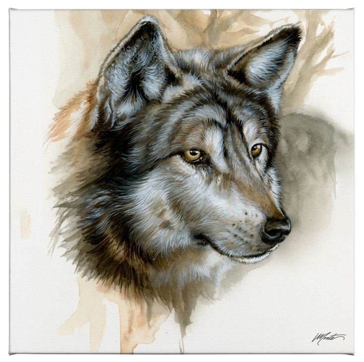 14" x 14" Instinct Wolf Wrapped Canvas Wall Art