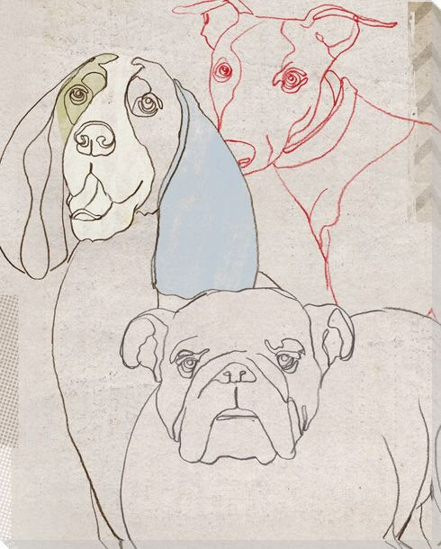 White Dog Face Wrapped Canvas Giclee Print Wall Art