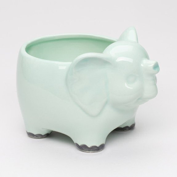 Small Elephant Porcelain Planter