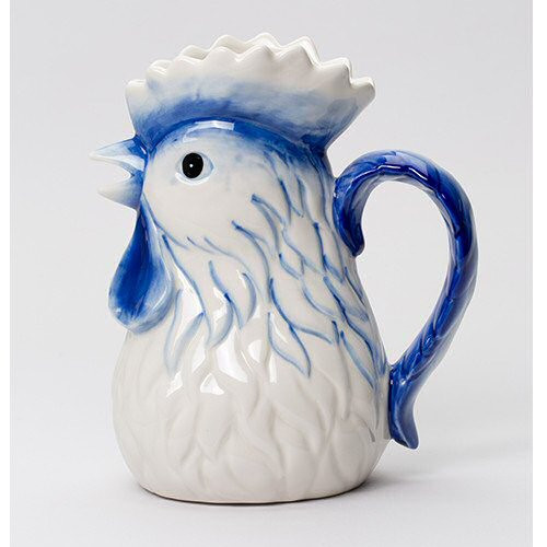 Dutch Blue Rooster Porcelain Pitcher