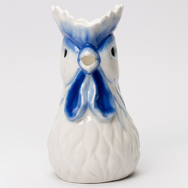 Dutch Blue Rooster Porcelain Pitcher