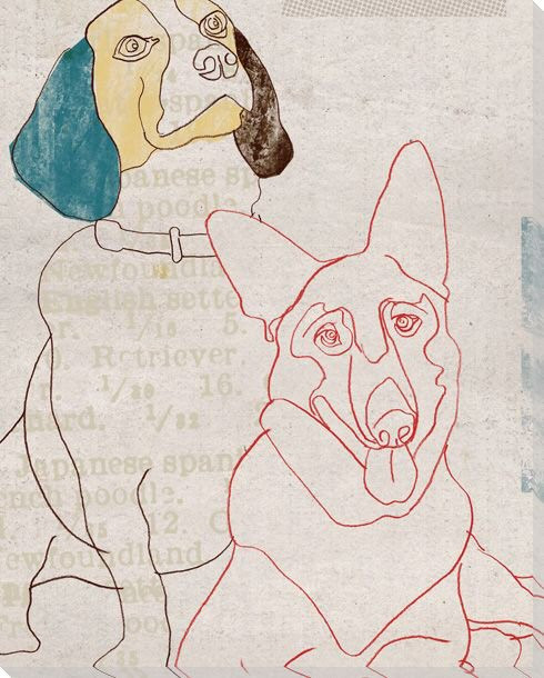 Yellow Dog Face Wrapped Canvas Giclee Print Wall Art