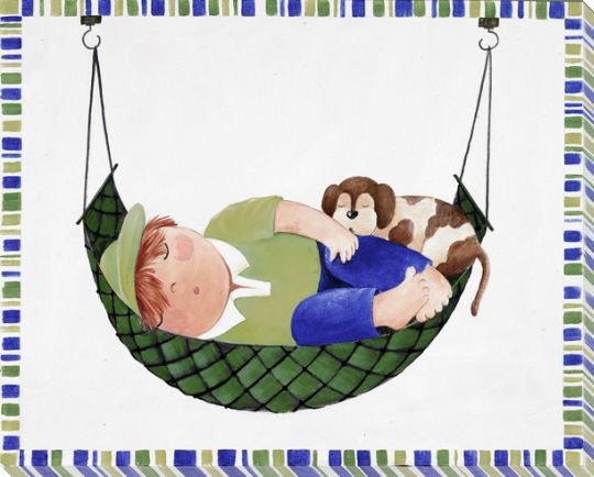 Slumber with Dog Wrapped Canvas Giclee Print Wall Art