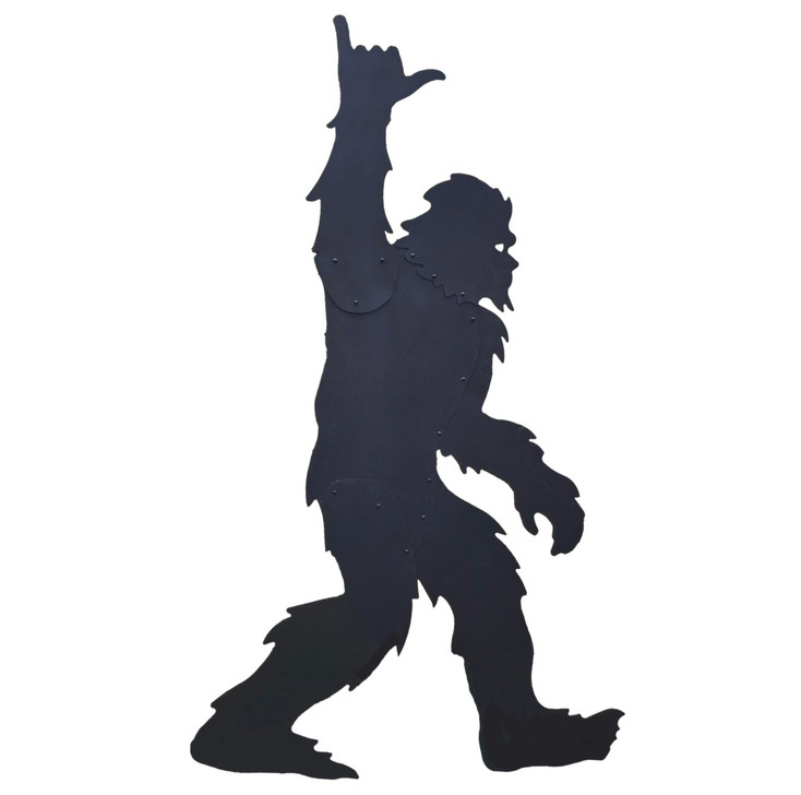 7' Giant Bigfoot Sasquatch Walking Holding Up Shaka Sign Metal Yard Art