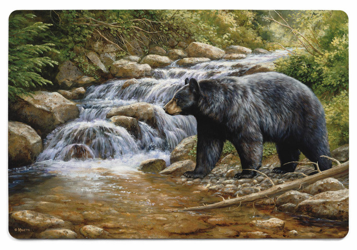 2' x 3' Shadow of the Forest Black Bear Floor Mat by Rosemary Millette