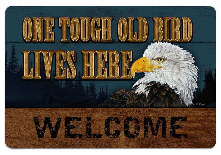 2' x 3' One Tough Old Bird Lives Here Floor Mat by Jon Ren