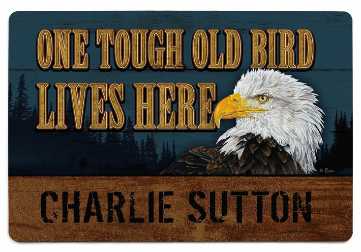 2' x 4' One Tough Old Bird Lives Here Floor Mat by Jon Ren
