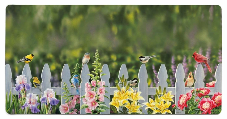 2' x 4' Picket Fence Songbirds Floor Mat by Rosemary Millette