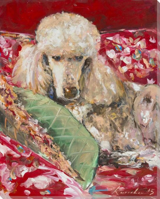 Classic Poodle Dog Wrapped Canvas Giclee Print Wall Art
