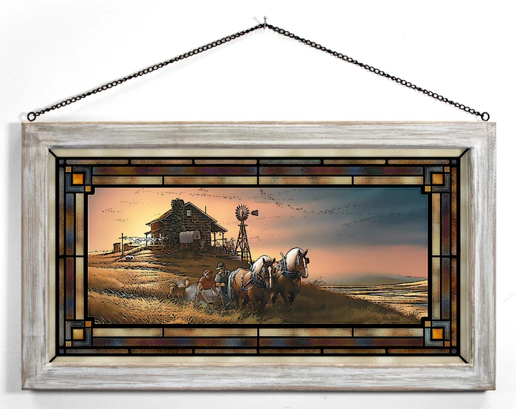 23" For Amber Waves of Grain Framed Glass Art