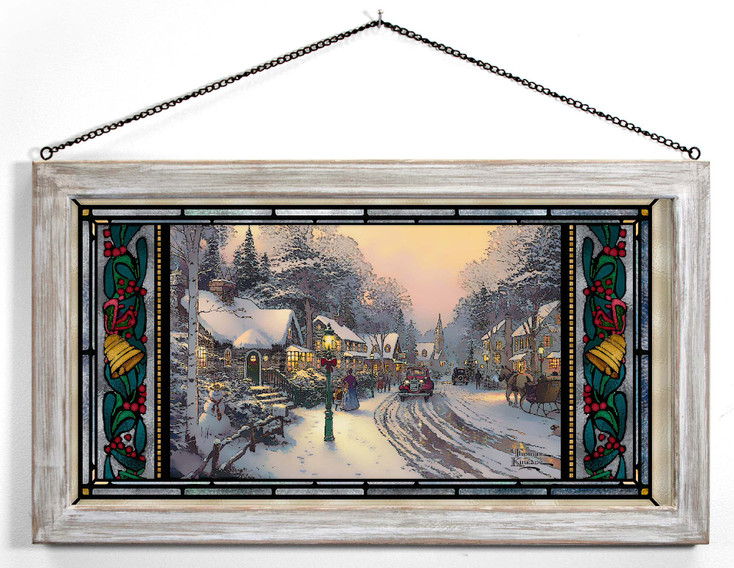 23" Village Christmas Framed Glass Art