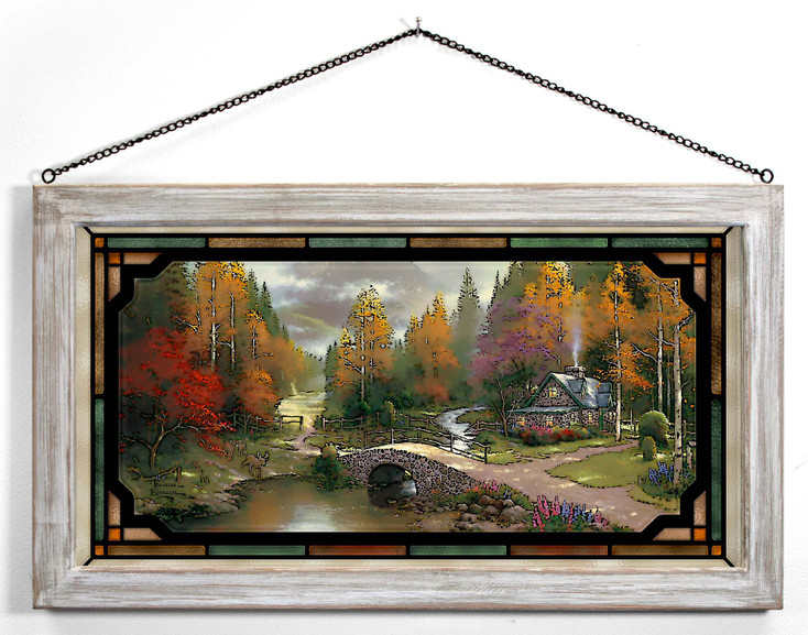 23" The Valley of Peace Framed Glass Art
