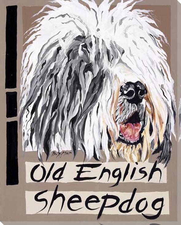 Old English Sheepdog Wrapped Canvas Giclee Print Wall Art