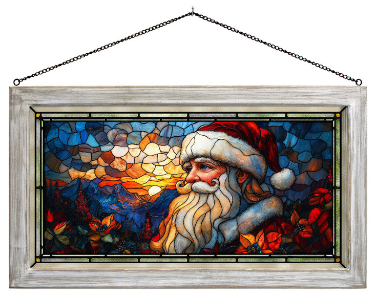 23" Jolly Reflections Santa Framed Glass Art