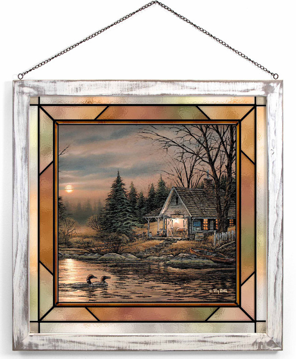 20" x 20" Quiet of the Evening Framed Glass Art