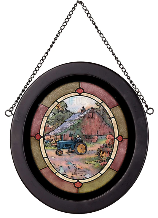 9" x 8" Summer's Heritage Oval Framed Glass Art