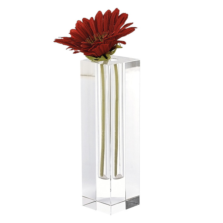 7" Hand Crafted Crystal Square Optical Bud Vase